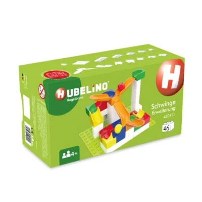 Image de Hubelino #420411 Extension oscillante (46 pièces) pour piste à billes, compatible avec les grands blocs de construction d&#039;autres fabricants, fabriqué en Allemagne