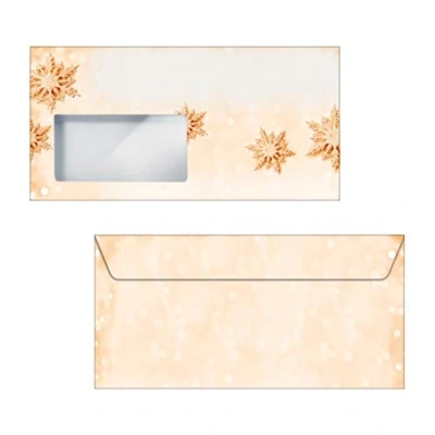 Image de SIGEL Du234 Lot de 50 Enveloppes Noël, 11 cm X 22 cm, 90Gsm, Motif Flocons Neige, Jaune