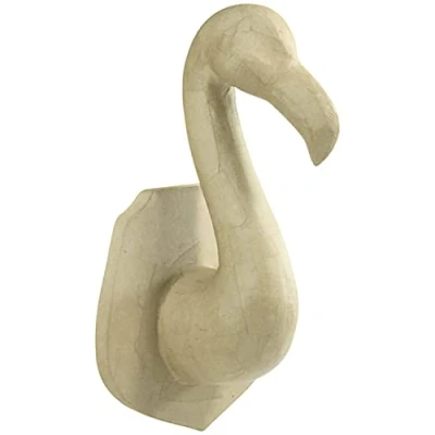 Image de Décopatch MA028C Un support en papier brun mâché 19,5x16,3x35 cm, Trophée Flamand rose
