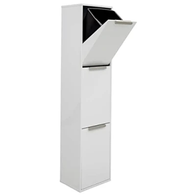 Image de ARREGUI Ecoclas CR301 E Poubelle de Recyclage Cuisine 3 Bacs x 17 L (51 L) Tri Sélectif Rangements Meuble en Acier avec Seaux Sac blanc