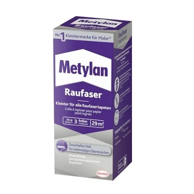 Image de Metylan 1 x 180 g de colle solide pour papier peint ingrain à haute adhérence initiale, durable et corrigeable avec méthylcellulose