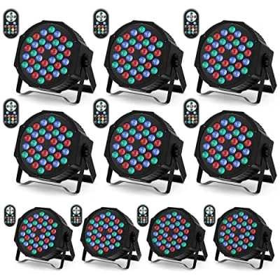 Image de U`King 10 PCS 36 LED Lumiere Par, RGB Par Eclairage Scene avec Télécommande et 7 modes d&#039;éclairage, pour DJ Disco Bars Concerts Halloween Noël