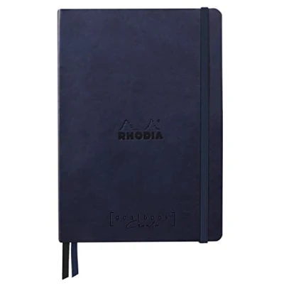 Image de RHODIA 194449C Carnet Rigide Bullet Journal Goalbook Creation Bleu Nuit A5 14,8 x 21 cm Pointillés Dot 160 pages Papier Clairefontaine Maya Noir Lisse 120 g/m² Couverture Simili Cuir