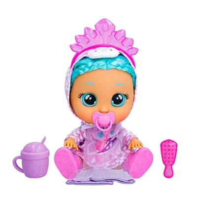 Image de CRY BABIES Kiss Me Elodie, Poupée Interactive qui Rougit avec un Bisou et Pleure comme Bébé, des Cheveux à Coiffer, Vêtements Accessoires, Jouet Cadeau pour Garçons Filles +1 An