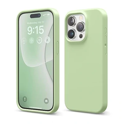 Image de elago Coque Silicone Liquide Compatible avec iPhone 15 Pro, Qualité Supérieure, Protection Intégrale [Structure Antichoc 4 Couches], Doublure Microfibre Douce Anti Rayures (Pastel Vert)