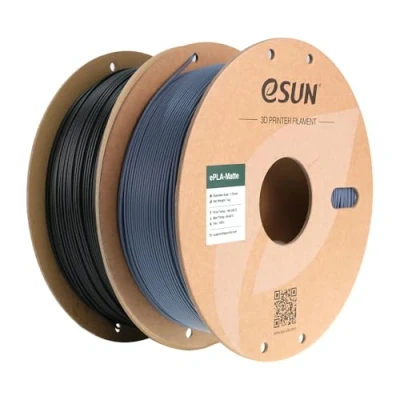 Image de eSUN Amélioré PLA Mat Filament 1.75mm, Imprimante 3D Matte, 1KG par Bobine,2 Bobines de d&#039;impression pour 3D, Noir Profond+Gris Foncé