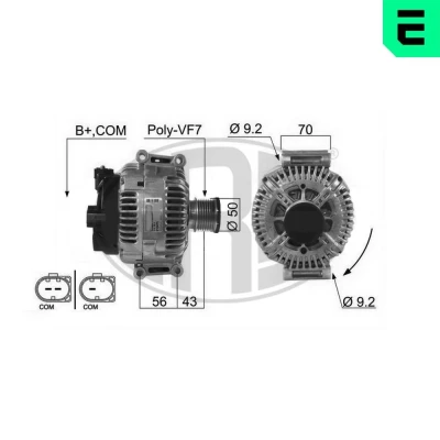 Image de ERA Alternateur 14V 180A B+COM 50mm MERCEDES BENZ: Classe C Berline, E Sprinter 3.5 T Van, CHRYSLER: 300C Touring, Berline 210475
