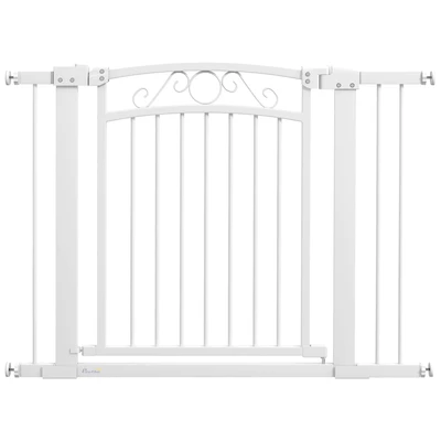 Image de Pawhut Barrière pour chien avec largeur réglable 76 104 cm 2 extensions Blanc
