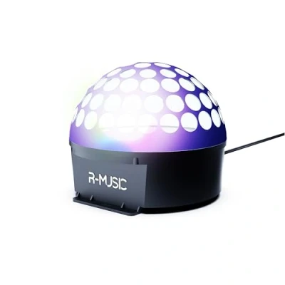 Image de R MUSIC ATRO L Boule Disco Rotation 180 lumière de scène avec projection aléatoire sphères et anneaux RGB Effet LED Accrochage mural par vis Pour Fête, DJ, Bar, Club