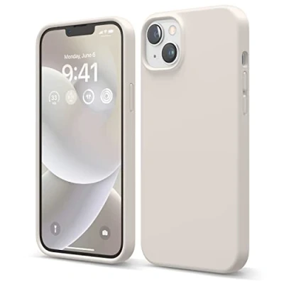 Image de elago Coque Silicone Liquide Compatible avec iPhone 14 Plus Étui (6.7), Premium, Housse Protection Complète Case Antichoc à 4 Structure, Microfibre Douce Empêche Rayures (Stone)