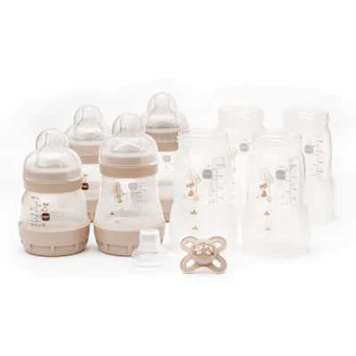 Image de MAM Easy Start Kit de démarrage anti coliques auto stérilisant pour nouveau né avec biberon et tétine, essentiels né, blanc (les motifs peuvent varier)