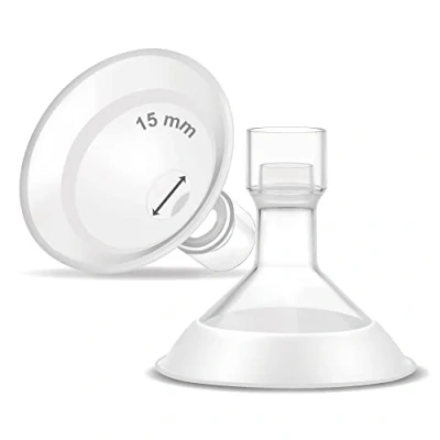 Image de Maymom MyFit Comfy Series 15 mm Téterelle en deux parties compatible avec les tire lait Medele ; le connecteur MaxFlow Flex 2 pièces