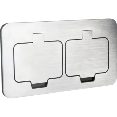 Image de Prise de sol étanche rectangulaire 16A 2P+T IP55 Métal Brossé Initiale double Thomson