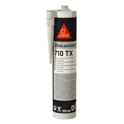 Image de SIKA Mastic pâteux à base de butyle pour joints d’étanchéité et calfeutrement SikaLastomer 710 TX Noir Carrosserie, camping car caravanes démontable Résistant au vieillissement 310ml
