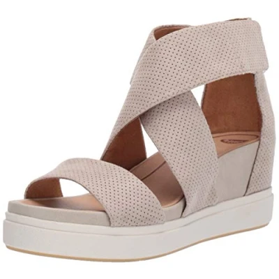 Image de Dr. Scholl&#039;s Femme Sheena Platform Wedge Sandal cale, Microfibre perforée Beige Oyster, 39 EU