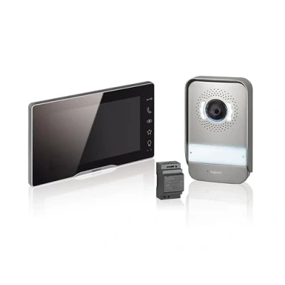 Image de LEGRAND, Easykit Plus 368915 kit d&#039;interphone vidéo avec connecteur 2 fils, écran couleur miroir de 7&quot; et caméra grand angle 1/2, maison familiale, extensible, alimentation encastrée en ligne,