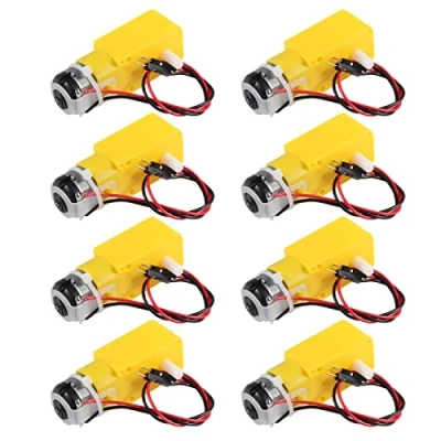 Image de AEDIKO Lot de 8 moteurs TT double CC 3 6 V pour boîte vitesses Rapport 200 tr/min Moteur d&#039;arbre 1:48 avec fil 2,54 mm robot intelligent Arduino DIY