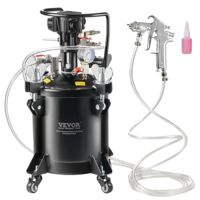 Image de VEVOR Réservoir de Peinture sous Pression 10 L, Pot Agitation Automatique, Système Pulvérisation avec Pistolet et Tuyaux, Réglable 70 psi, Décoration