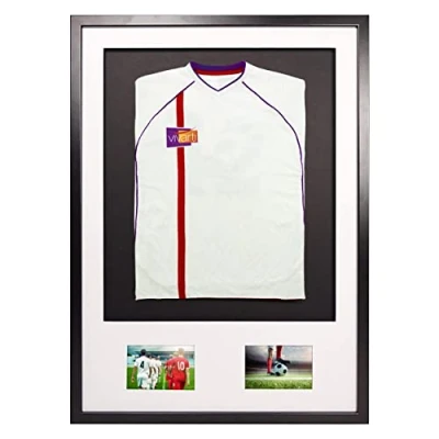 Image de Vivarti DIY Junior 3D Monté + Double Aperture Chemise sport Cadre d’affichage A1 59,4 x 84cm noir, Monture blanche, Carte de soutien noir