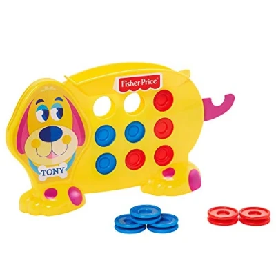 Image de Fisher Price Tic Tac Tony, jeu de société et morpion en forme chien avec queue catapulte, 2 à 4 joueurs, pour enfants partir 3 ans, GWN53