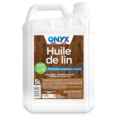 Image de Onyx Huile de Lin pour Bois 100% Graines Protection, Rénovation et Entretien Extérieurs Sols Poreux Fabrication Française 5L
