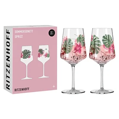 Image de Ritzenhoff 6011001 Verre à apéritif 500 ml set de 2 série Sommersonett N 1 pièces, motif fleurs Made in Germany