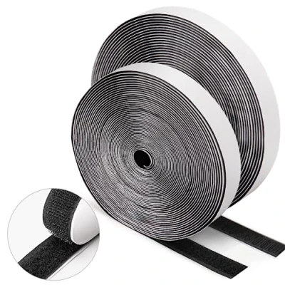 Image de WISYOK Scratch Autocollant Double Face 12M, Adhésif Puissant, Shearable Bande Autocollant, Agrippantes Polyvalent， Hook Loop Rubans pour Ménage, Bricolage Et l&#039;artisanat Noir