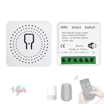 Image de Mini Interrupteurs Sans Fil à Télécommande pour Domotique, Interrupteur de Lumière RF avec Minuterie et Capteur Mouvement