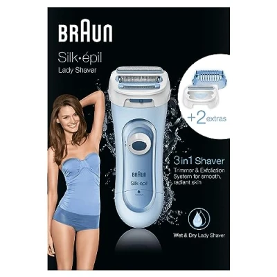 Image de Rasoir électrique BRAUN Silk épil Lady Shaver 5 160 pour Femme 3 en 1 Sans Fil Wet &amp; Dry Bleu