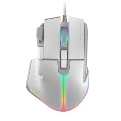 Image de Mars Gaming MM XT, Souris RGB, Design Ergonomique avec Repose Pouce, Capteur Optique 12800DPI, 9 Boutons Configurables, Switchs Huano, Contrôle Logiciel, Compatibilité Multi Platforme, Blanc