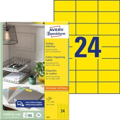 Image de Avery 3451 Étiquettes Sans Cadre Jaune