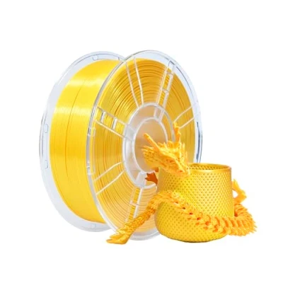 Image de iBOSS PLA Plus (PLA+) Filament d&#039;imprimante 3D en Soie brillante 1,75 mm, précision dimensionnelle +/ 0,02 bobine de 1 kg (2,2 lbs) d&#039;impression pour imprimante 3D, jaune or