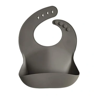 Image de mushie Bavoir en silicone pour bébé Bavoirs imperméables réglables (gris tourterelle)