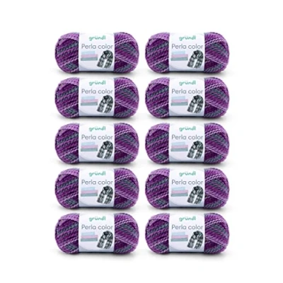 Image de laine Gründl Perla color (fil à tricoter la main semblable de en 100% polyester, 100 g / 90 m, taille des aiguilles : 8 9, 10 x g), violet perle gris lilas pin
