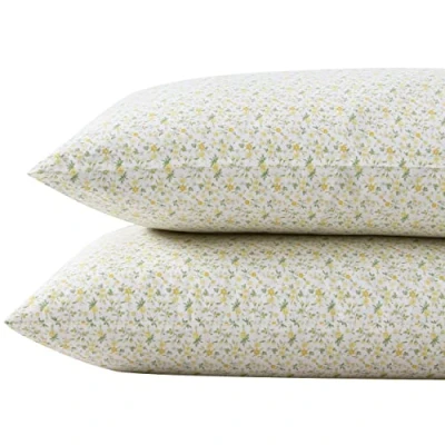 Image de Laura Ashley Ensemble de taies d&#039;oreiller Standard, literie en Percale Coton Respirant, décoration d&#039;intérieur Nette et fraîche (Jaune Vif, 2 pièces)