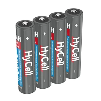 Image de HyCell Piles Rechargeables NiMH Micro AAA 1000 mAh 1,2V (Lot de 4) pour télécommande, Instrument Mesure, etc. Petits accumulateurs qualité supérieure
