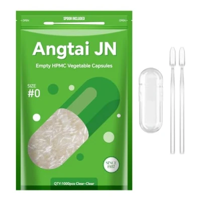 Image de Angtai JN Gélules Vides Végétales à Remplir Taille 0 (1000 unités) Capsule Vide avec Micro Cuillère,Certifié Casher,Halal,Empty Capsules Compatible la Machine de Remplissage