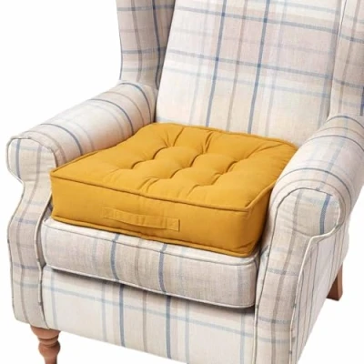 Image de HOMESCAPES Coussin d&#039;assise rehausseur en Coton carré 50 x cm Jaune Moutarde