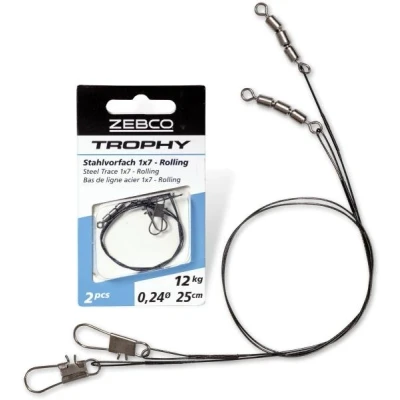 Image de Zebco Trophy Steel Trace 1x7 Rolling (2 pcs) Maat : 25cm 15 kilo