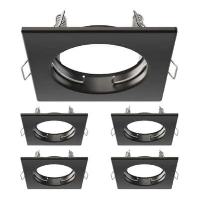 Image de ledscom.de 5 cadres d&#039;encastrement au plafond RIR, anguleux, noir mat