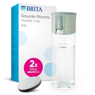 Image de BRITA Gourde filtrante Vital Vert Clair (0,6 L) réduit Le Chlore, Les Particules Fines ≥ 15 µm, Certains pesticides, herbicides et Hormones. Préserve minéraux tels Que Calcium magnésium