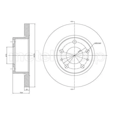 Image de METELLI 23 0570 Disque de frein 276,0 22,0 5 73,1 plein IVECO: DAILY 3 Kasten/Kombi, 3, Bus