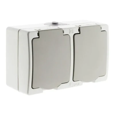 Image de Zenitech Akya Double prise 2P plus T 16A Gris Clair IP54 1 Paquet
