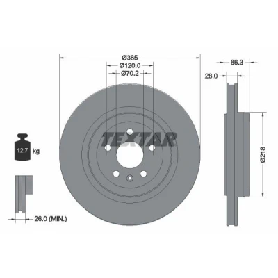 Image de TEXTAR 92313803 Disque de frein 365 28 05/06 120 ventilé l&#039;intérieur revêtu sans boulon fix roue, moyeu roue TESLA: Model S, X