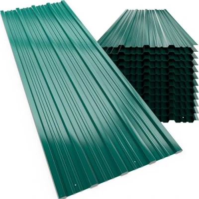 Image de DEUBA® 12x Tôles de bardage 129x46cm 7m² tôle trapézoïdale ondulée profilée résistante intempéries galvanisé plaque abri jardin vert
