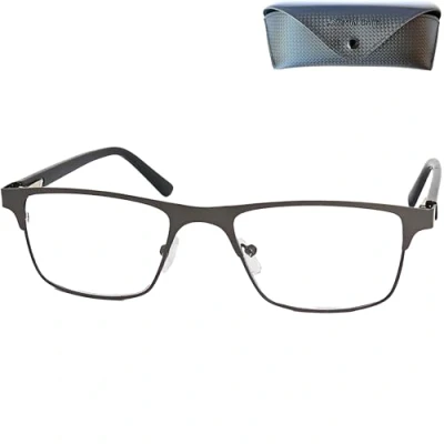 Image de Mini Brille Lunettes de Lecture en Métal à Verres Transparents Rectangulaires, Boite Lunette Inclus, Monture Acier Inoxydable Léger (Graphite), Homme et Femme +1.0 Dioptrie
