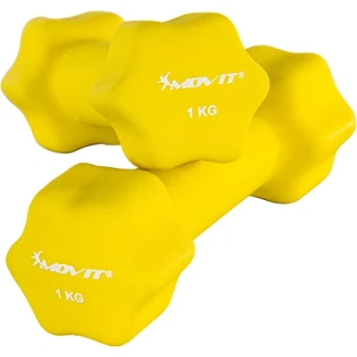 Image de MOVIT Lot de 2 haltères en néoprène, courts avec surface 2x 1,0kg jaune