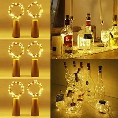 Image de Vicloon LED Bouteille Lumières,6pcs 2M 20LED Guirlande Lampes de Bouteille,Bouteille Liège pour Mariage,Party,DIY,Noël