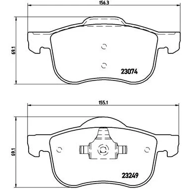 Image de BREMBO P 86 020 Jeu de plaquettes frein contact signal d&#039;usure exclu avec clip piston sans accessoires VOLVO: S60 I, V70 2
