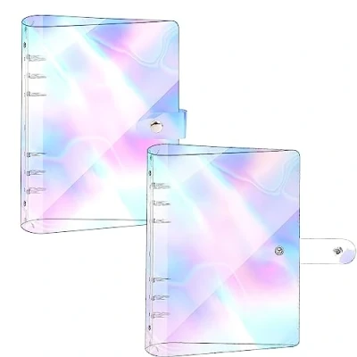 Image de 2 Pcs Couverture de Reliure A5 à 6 Anneaux Protection pour Carnet Notes PVC Souple Transparent Rechargeable Format Standard avec Trous Classeurs Étanche